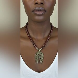 22 inch Red Golden Sponge Quartz gemstone bead necklace NWOT